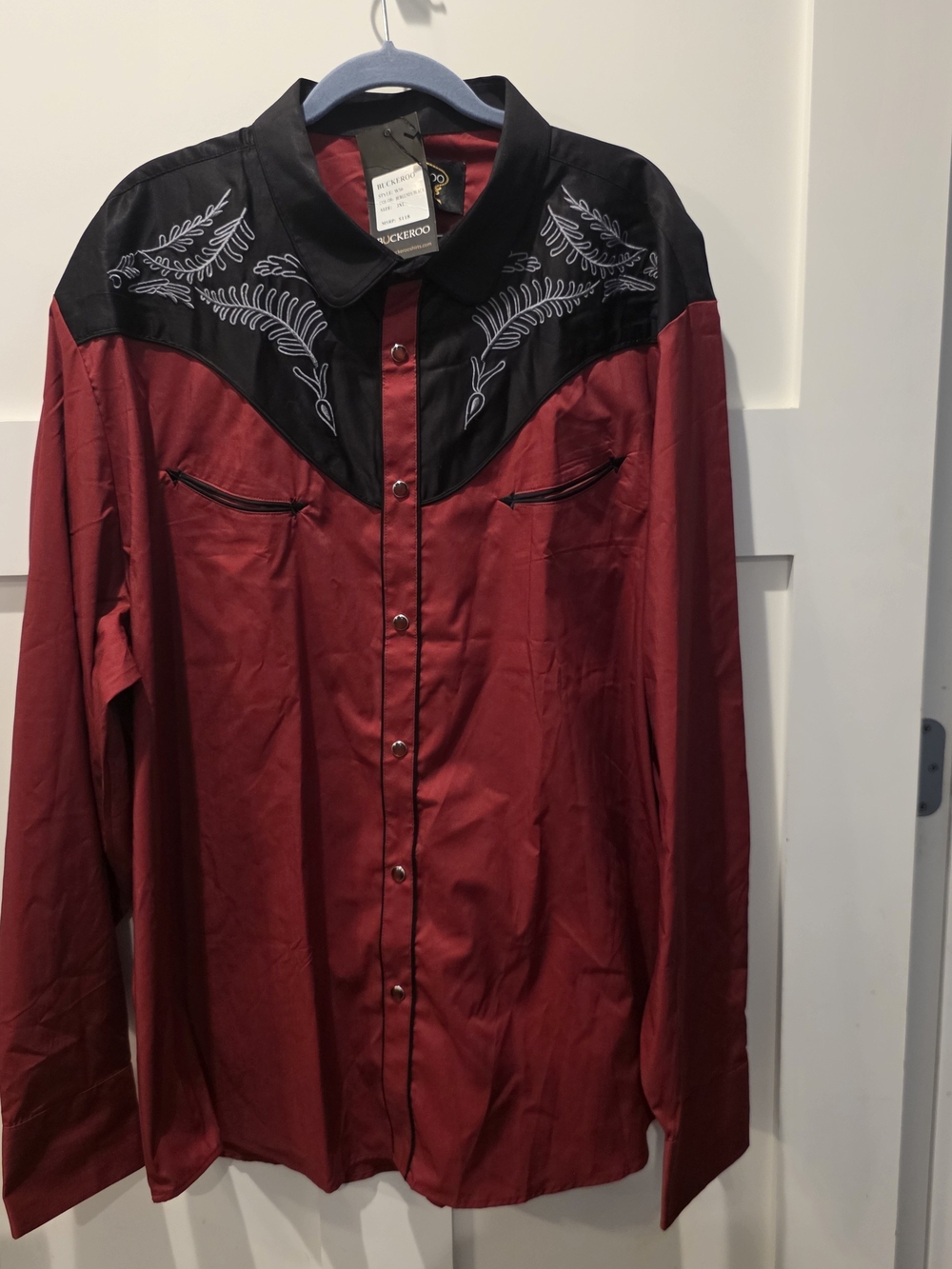 Buckeroo New Men's Embroidered Shirt Black Red 3X Western Cowboy Rodeo